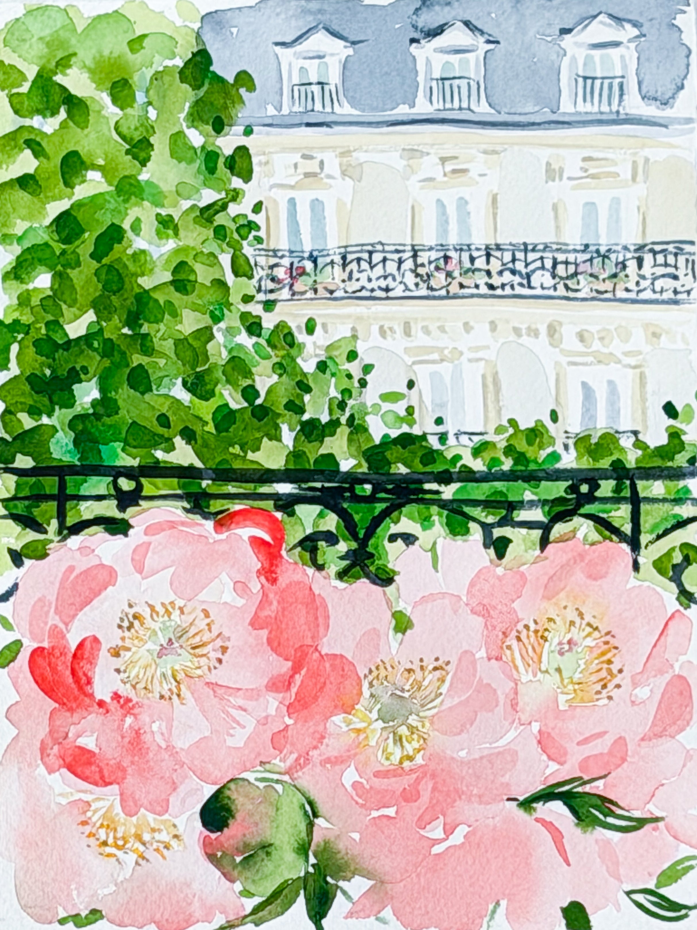 絵画 silence rose place vendome Paris View, Coral Charm – Jeanne Mckay Hartmann