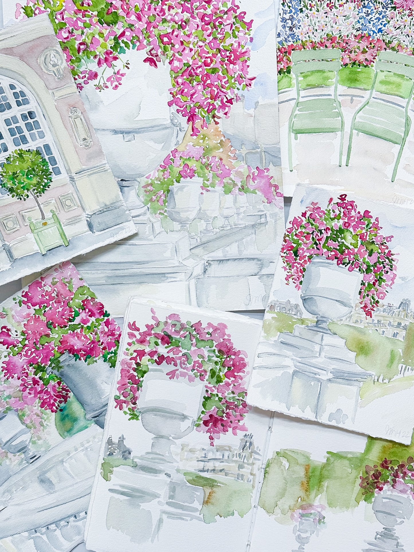 Pink Garden Urns, Summer